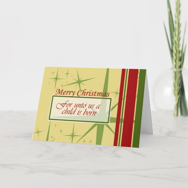 Cartes Pour Fêtes Annuelles Pour nous un enfant est né (Devant)