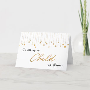 Cartes Pour Fêtes Annuelles Pour nous un enfant naît Noël d'or manuscrit