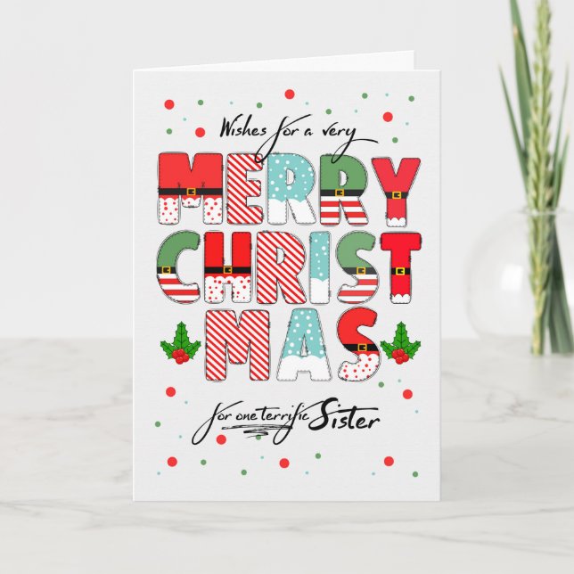 Cartes Pour Fêtes Annuelles pour Soeur Joyeux Noël Décoré (Devant)