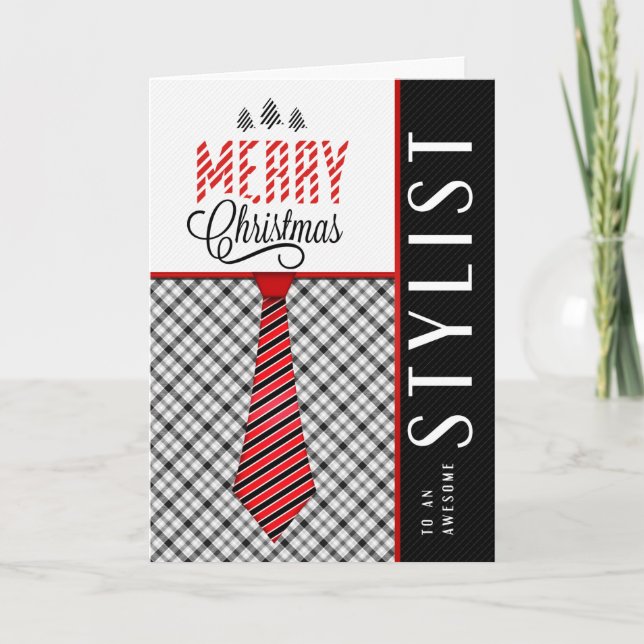 Cartes Pour Fêtes Annuelles pour Stylist Joyeux Noël Tie Masculin (Devant)