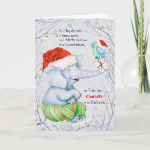 Cartes Pour Fêtes Annuelles pour Tots sur Noël Aquarelle Oiseau éléphant