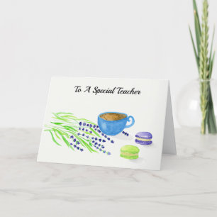 Cartes Pour Fêtes Annuelles Pour un enseignant spécial Aquarelle Café et lavan