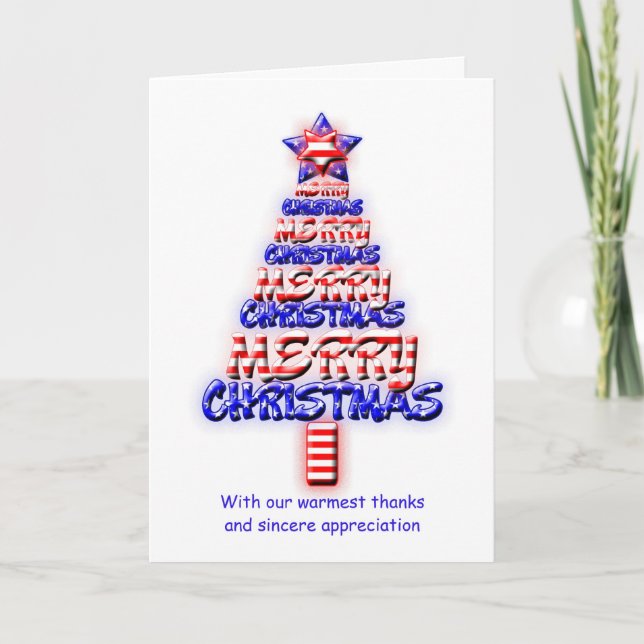 Cartes Pour Fêtes Annuelles Pour un soldat, arbre de Noël patriotique (Devant)