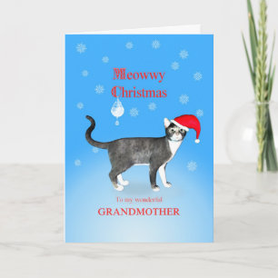 Cartes Pour Fêtes Annuelles Pour une grand-mère, Meowwy Noël chat