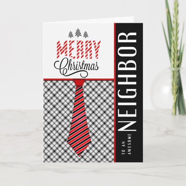 Cartes Pour Fêtes Annuelles pour Voisin Joyeux Noël Masculine Necktie (Devant)