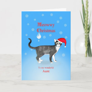 Cartes Pour Fêtes Annuelles Pour votre tante, Joyeux Noël, Miaou