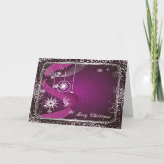 Cartes Pour Fêtes Annuelles Pourpre et ornement encadré par argent