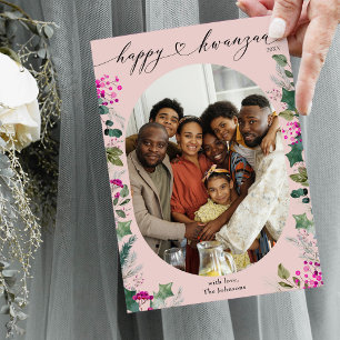 Cartes Pour Fêtes Annuelles Poussière Fantaisiste Rose Botanique Joyeux Kwanza