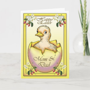 Cartes Pour Fêtes Annuelles Poussin heureux de Pâques avec l'oeuf, pour la