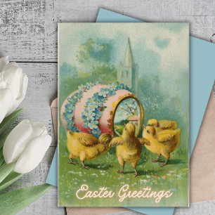 Cartes Pour Fêtes Annuelles Poussins Avec Oeufs De Pâques Vintage Christian Cu