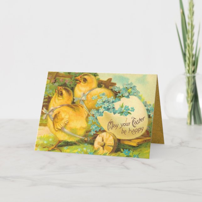 Cartes Pour Fêtes Annuelles Poussins de Pâques avec l'oeuf (Devant)