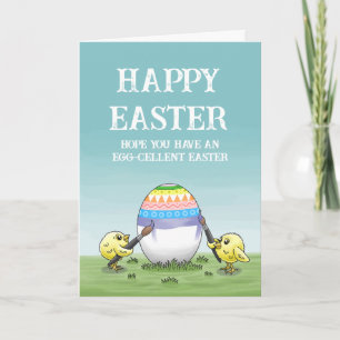 Cartes Pour Fêtes Annuelles Poussins de Pâques œuf-cellent Pâques