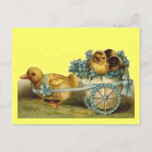 Cartes Pour Fêtes Annuelles Poussins de Pâques vintages dans l'oeuf des violet