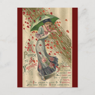 Cartes Pour Fêtes Annuelles Prayer to Saint Valentine, Vintage Victorian Lady
