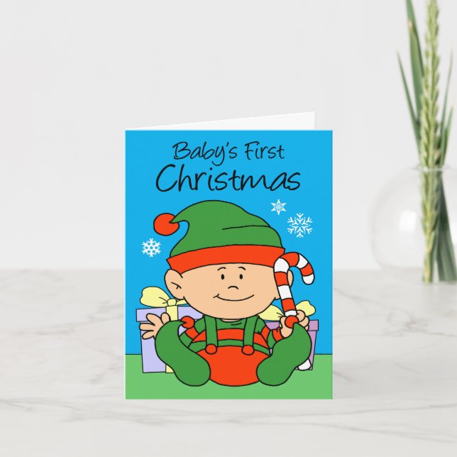 Cartes Pour Fêtes Annuelles Premier elfe de Noël du bébé (Devant)