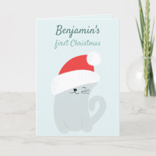Cartes Pour Fêtes Annuelles Premier Kitty mignonne de Noël pour bébé avec un c