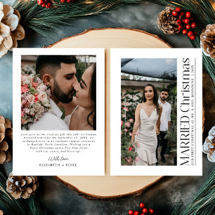 Cartes Pour Fêtes Annuelles Premier Marié minimum photo de Noël nouveaux marié