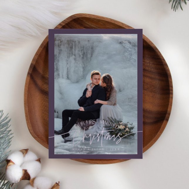 Cartes Pour Fêtes Annuelles Premier Marié Noël Nouveau Photo Plum (Créateur téléchargé)