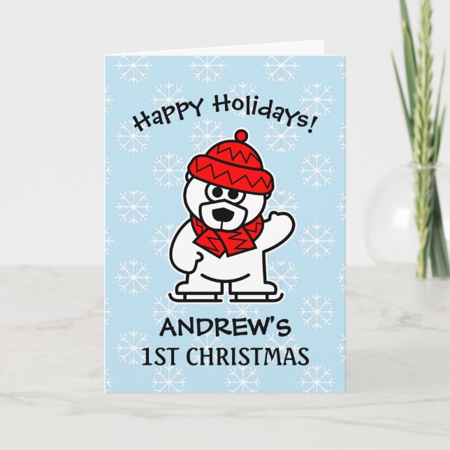 Cartes Pour Fêtes Annuelles Premier Noël de bébé personnalisé vacances mignonn (Devant)