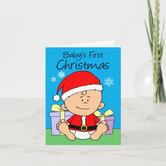 Cartes Pour Fêtes Annuelles Premier Noël de bébé Petit Père Noël mignon (Devant)