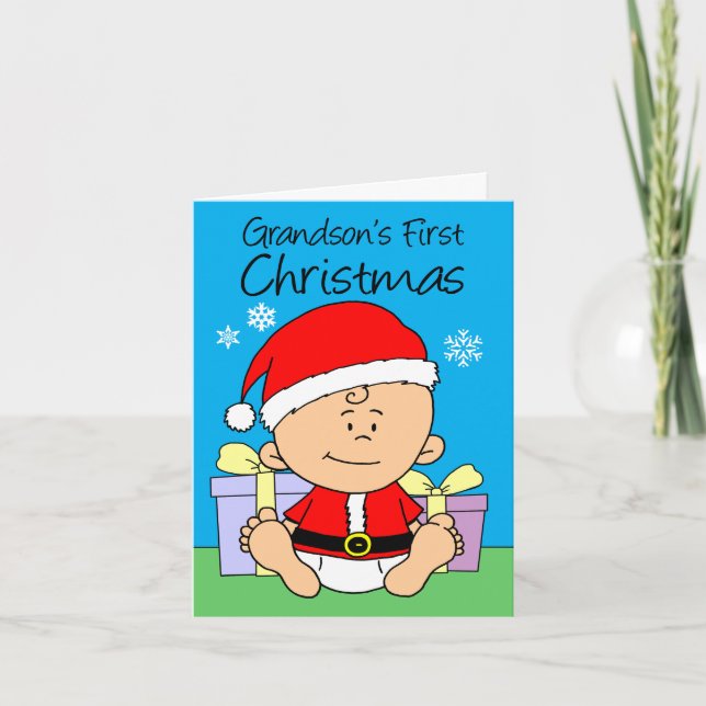Cartes Pour Fêtes Annuelles Premier Noël de Grandson mignon Little Père Noël (Devant)