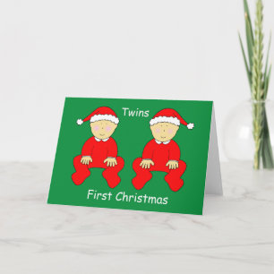 Cartes Pour Fêtes Annuelles Premier Noël de jumeaux