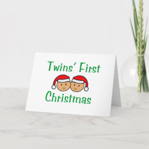 Cartes Pour Fêtes Annuelles Premier Noël de jumeaux - casquettes de Père Noël
