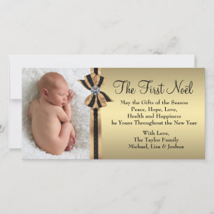 Cartes Pour Fêtes Annuelles Premier Noël de l'Élégant Bébé d'or