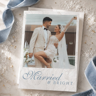 Cartes Pour Fêtes Annuelles Premier Noël de mariage & Mariés et radieux Photo