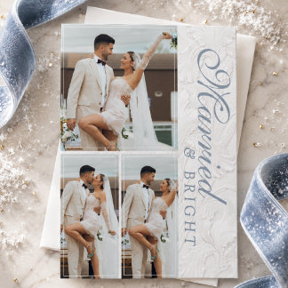 Cartes Pour Fêtes Annuelles Premier Noël de mariage & Mariés et radieux Photo