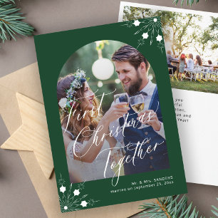 Cartes Pour Fêtes Annuelles Premier Noël des jeunes mariés photo arche flocons