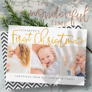 Cartes Pour Fêtes Annuelles Premier Noël du bébé Photo moderne simple et chic