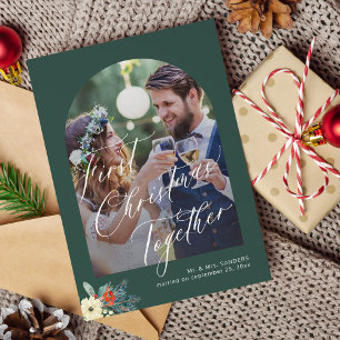Cartes Pour Fêtes Annuelles Premier Noël écriture manuscrite photo mariage