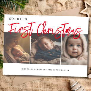 Cartes Pour Fêtes Annuelles Premier Noël élégant bébé photo personnalisée