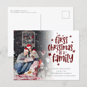 Cartes Pour Fêtes Annuelles Premier Noël en famille Photo Bourgogne Texte