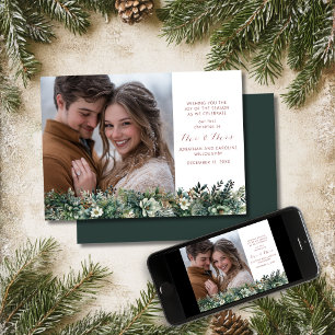 Cartes Pour Fêtes Annuelles Premier Noël en tant que M. & Mme Elegant Green