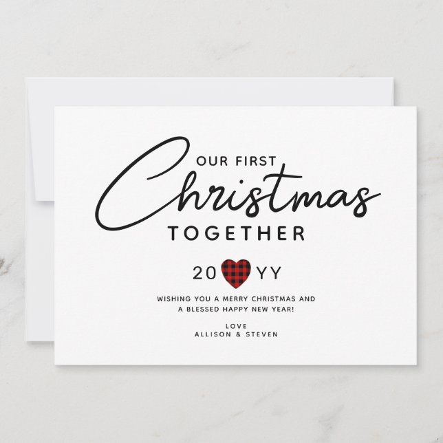 Cartes Pour Fêtes Annuelles Premier Noël Ensemble Couples Coeur rustique (Devant)