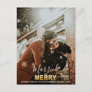Cartes Pour Fêtes Annuelles Premier Noël marié et MERRY Gold   ajouter PHOTO