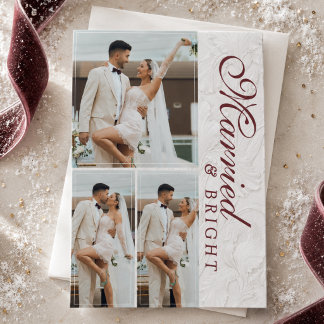 Cartes Pour Fêtes Annuelles Premier Noël Mariés & Lumineux Photo de jeunes mar