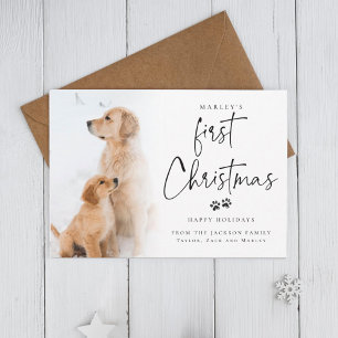 Cartes Pour Fêtes Annuelles Premier Noël Photo personnalisée de chiot modern