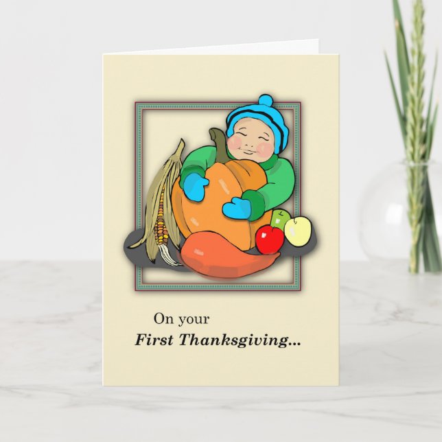 Cartes Pour Fêtes Annuelles Premier Thanksgiving du bébé (Devant)