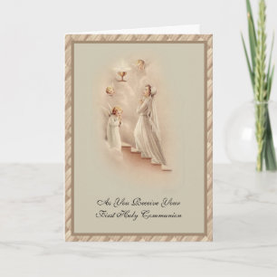 Cartes Pour Fêtes Annuelles Première communion catholique pour fille avec des 