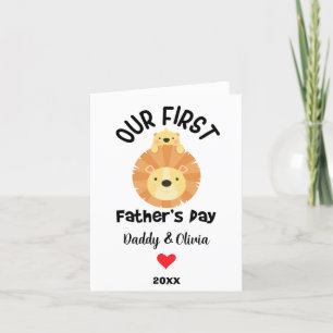 Cartes Pour Fêtes Annuelles Première Fête des pères personnalisée, papa & lion