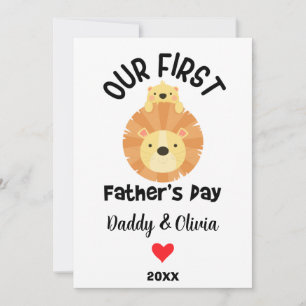 Cartes Pour Fêtes Annuelles Première Fête des pères personnalisée, papa & lion