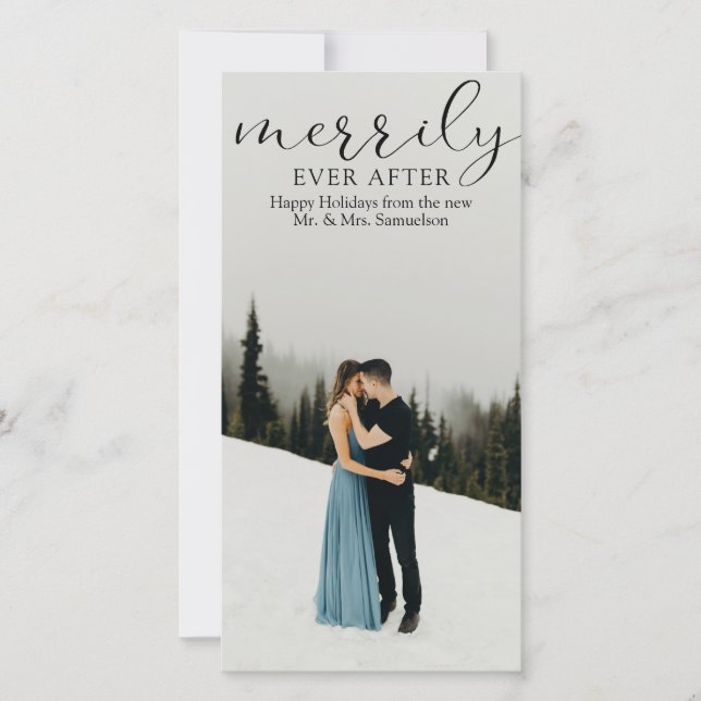 Cartes Pour Fêtes Annuelles Première Mariage Heureux à jamais PHOTO (Devant)