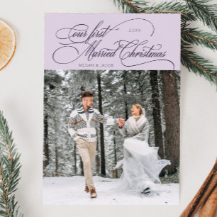Cartes Pour Fêtes Annuelles Première Mariée Noël Nouvelle Mariée Photo Violet