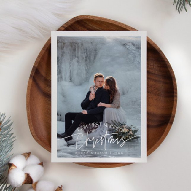 Cartes Pour Fêtes Annuelles Première Mariée Noël Nouvelle Photo Blanche (Créateur téléchargé)