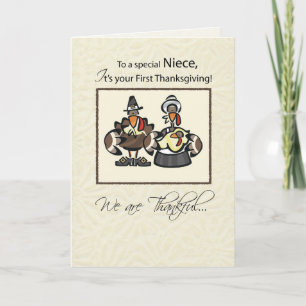 Cartes Pour Fêtes Annuelles Première nièce Thanksgiving Turquie Famille