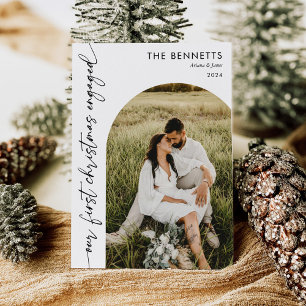 Cartes Pour Fêtes Annuelles Première Noël moderne Engagé Boho Arch Photo