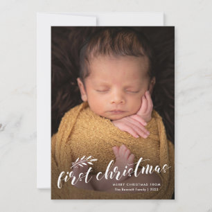 Cartes Pour Fêtes Annuelles Première photo de bébé manuscrite de Noël